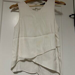 Topshop white asymmetric high v-neck tank size US 4 business casual